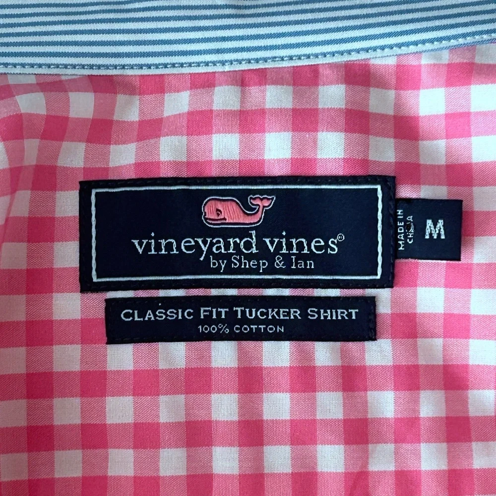 Vineyard Vines Classic Fit Tucker Shirt 100% Cotton Pink Gingham Check NWOT - Picture 7 of 13